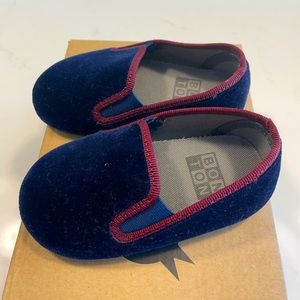 Bonton baby navy velvet shoes